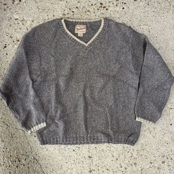 Vintage Woolrich Women's V-Neck Pullover Sweater Gray Size M - Picture 1 of 4
